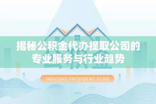 屏边揭秘公积金代办提取公司的专业服务与行业趋势